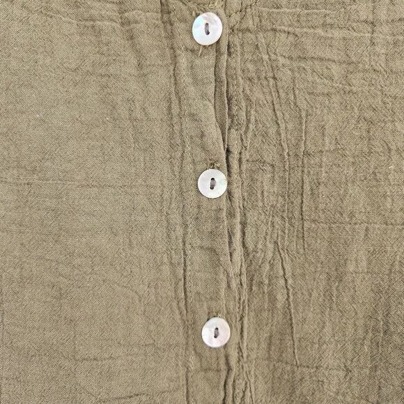 SPIRITHOUSE Green V Neck Bell Sleeve Boho Button Up Blouse Medium - Picture 3 of 5